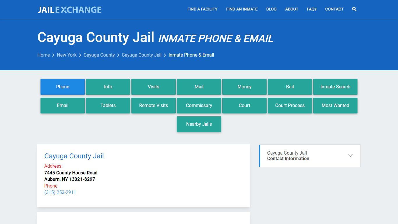 Inmate Phone - Cayuga County Jail, NY - Jail Exchange