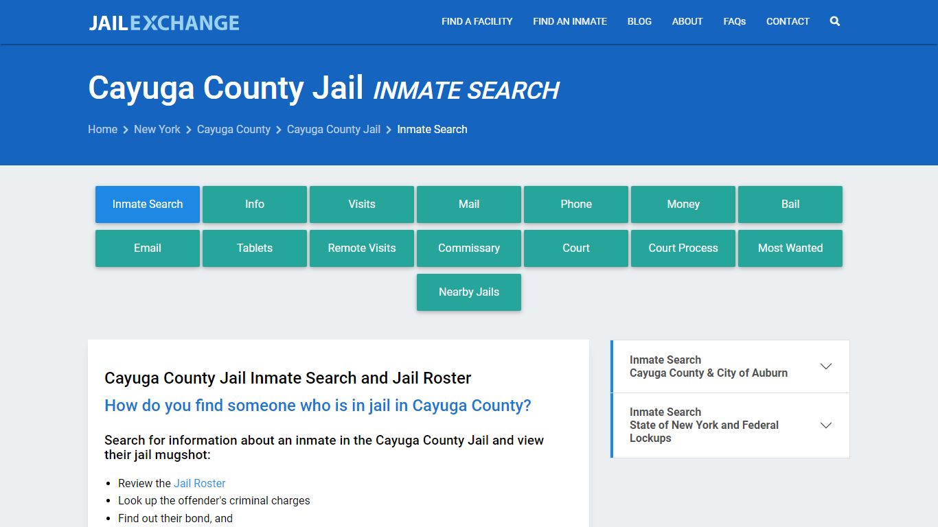 Inmate Search: Roster & Mugshots - Cayuga County Jail, NY