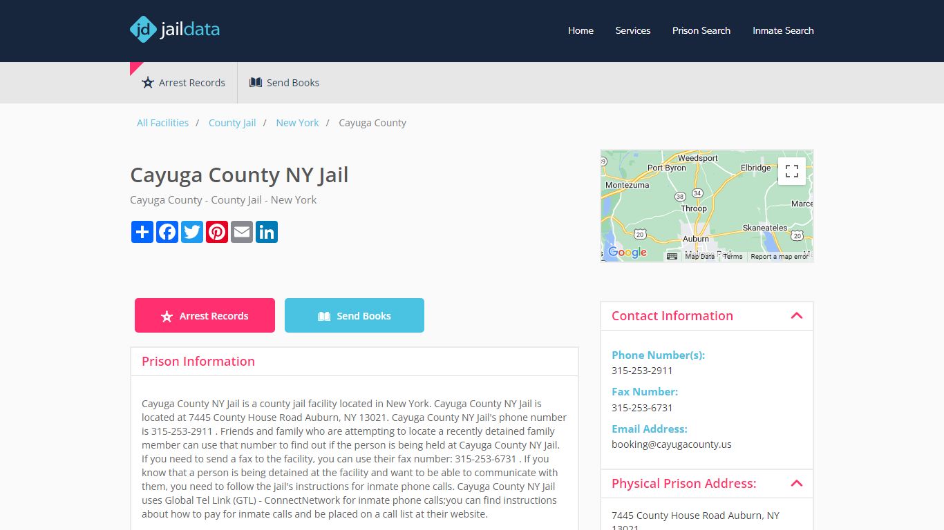 Cayuga County NY Jail Inmate Search and Prisoner Info - Auburn, NY